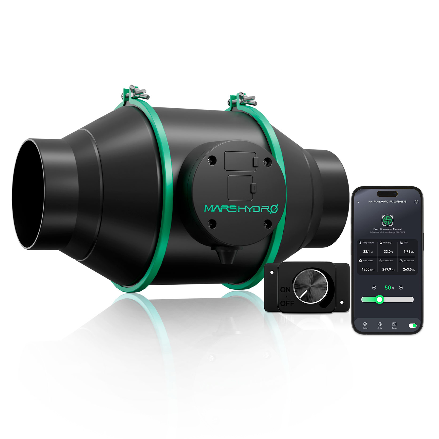 Mars Hydro iFresh 4インチ スマートインラインダクトファン