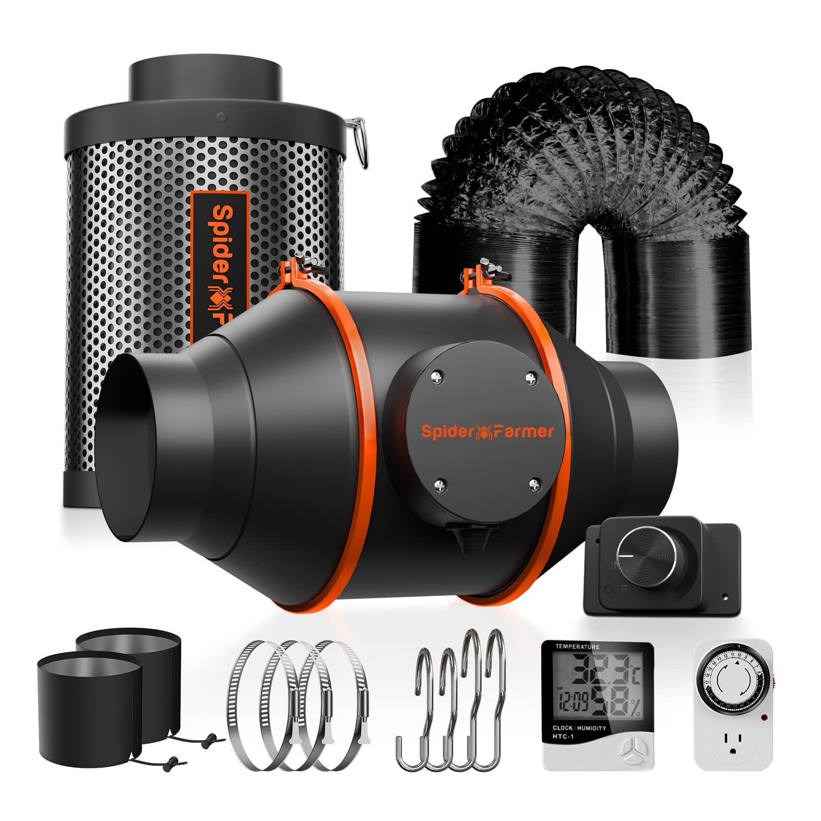 Spider Farmer 4inch インラインファンキット (Speed Controller)